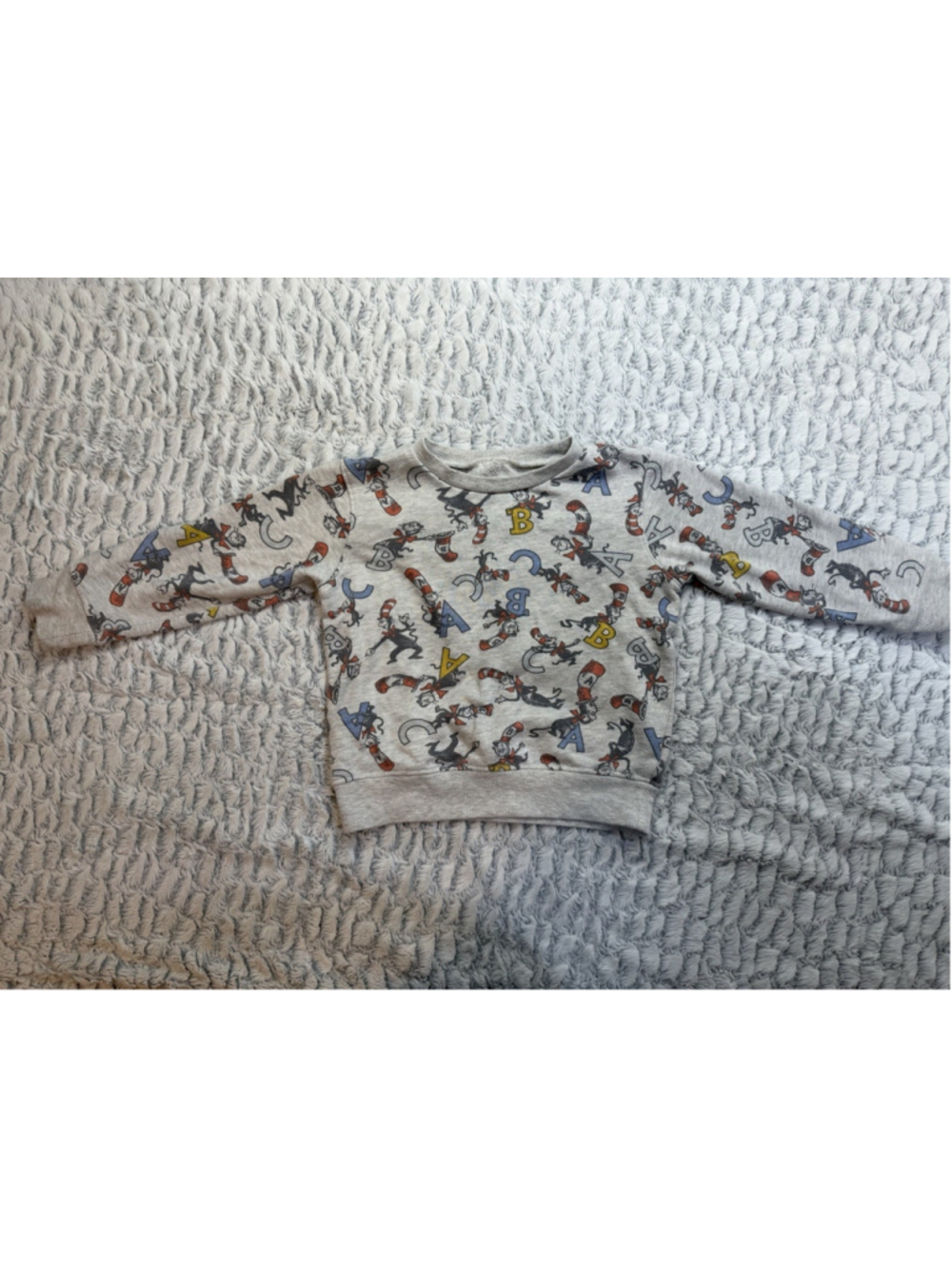 Dr. Seuss Cat in the Hat Gray Graphic Fleece Crewneck Sweatshirt 4T